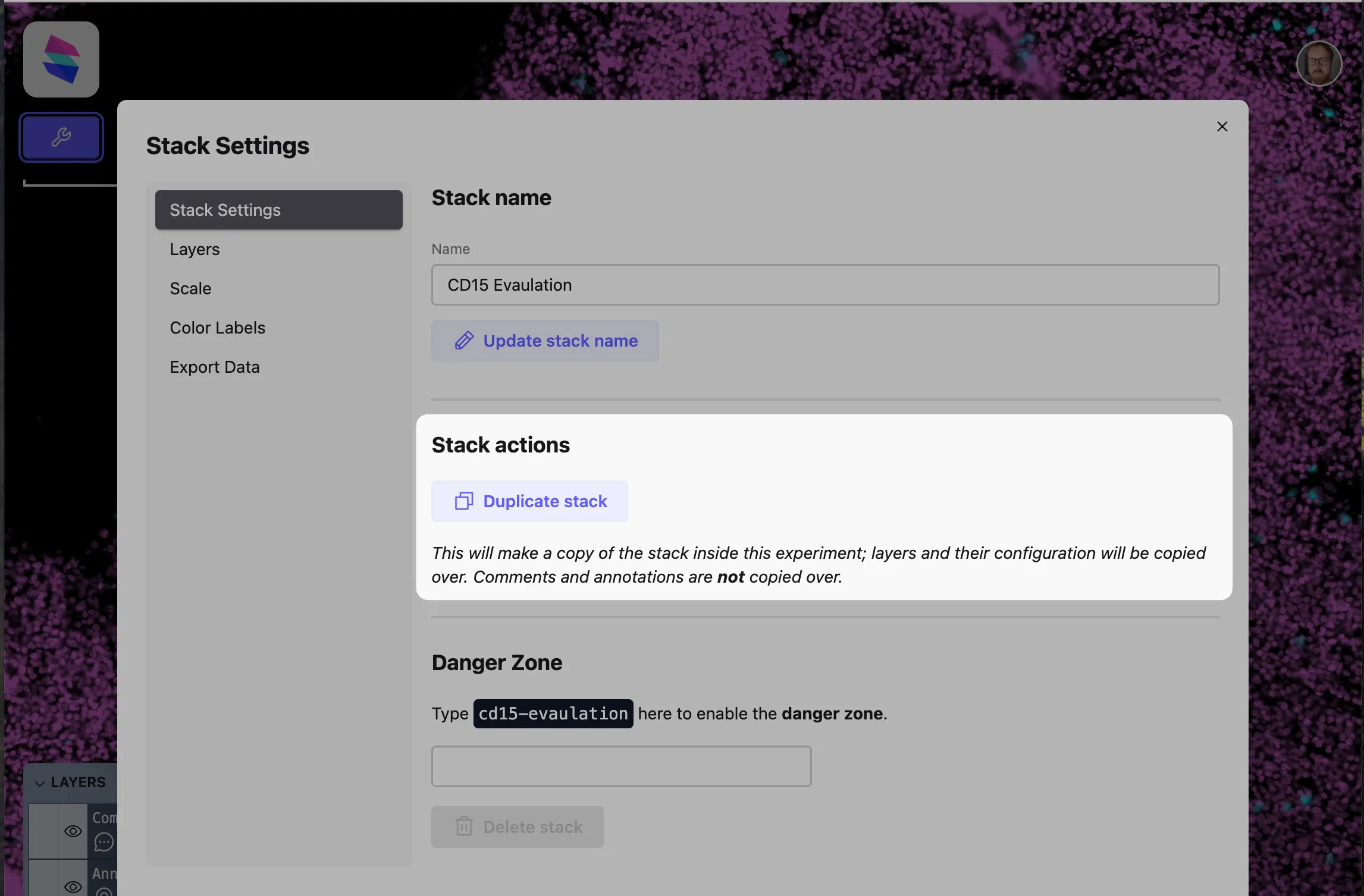 Duplicating a Stack from the StackManager