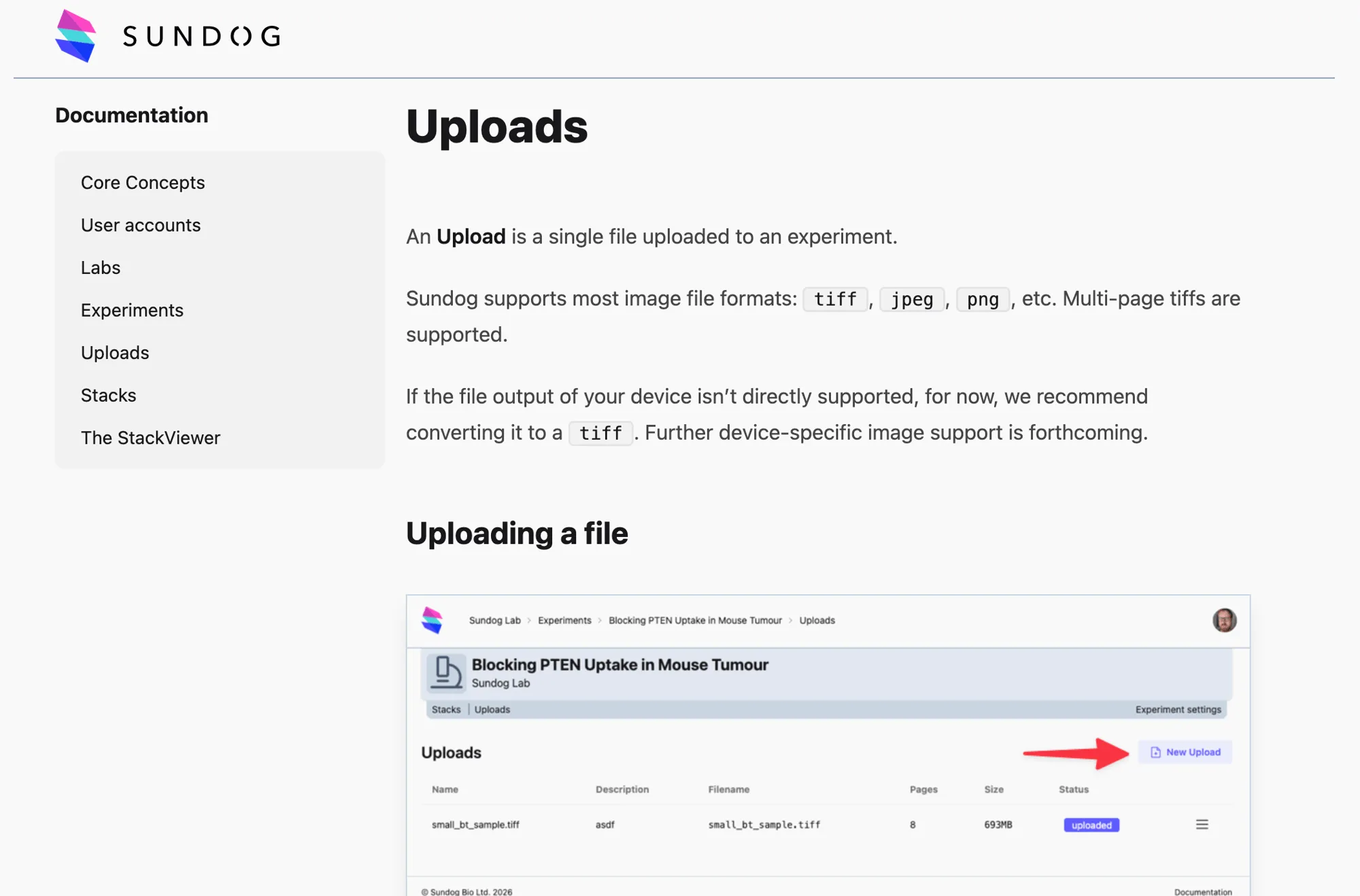 Sundog documentation screengrab